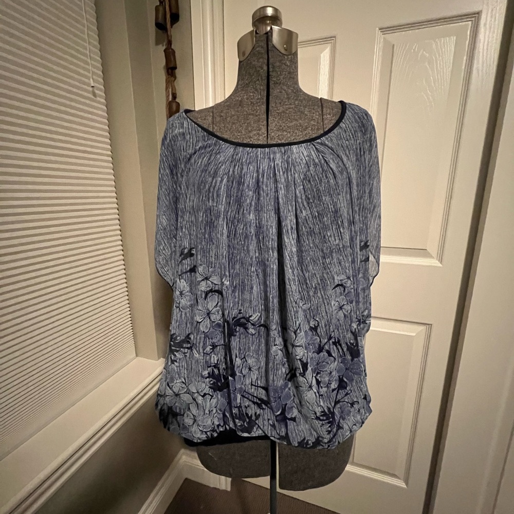 BaiSheng GT Women’s 2X Pullover Top Blue and White